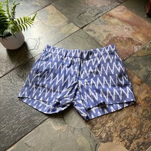 JCrew Cotton Ikat Zig Zag Shorts, Size 0